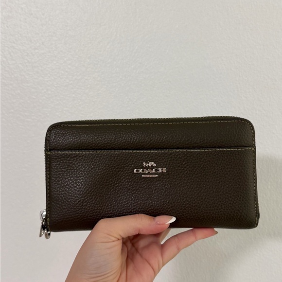 Coach Handbags - Coach Dark Olive Leather Wallet